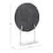 20" Black Textured Marble Disk Sculpture with Silver Metal Stand